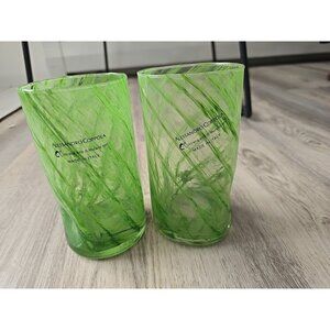 Set of 2 Arte Di Murano Green Swirls Tumblers by Alessandro Coppola 16oz. NWT #2